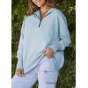 imageDokotoo Womens Casual Oversized Half Zip Sweatshirts Long Sleeve Solid Color Pullover Jackets with PocketsBeau Blue