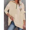 imageDokotoo Womens Casual Oversized Half Zip Sweatshirts Long Sleeve Solid Color Pullover Jackets with PocketsBeige