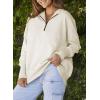 imageDokotoo Womens Casual Oversized Half Zip Sweatshirts Long Sleeve Solid Color Pullover Jackets with PocketsBeige