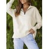 imageDokotoo Womens Casual Oversized Half Zip Sweatshirts Long Sleeve Solid Color Pullover Jackets with PocketsBeige