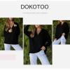 imageDokotoo Womens Casual Oversized Half Zip Sweatshirts Long Sleeve Solid Color Pullover Jackets with PocketsBlack