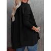 imageDokotoo Womens Casual Oversized Half Zip Sweatshirts Long Sleeve Solid Color Pullover Jackets with PocketsBlack