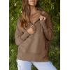 imageDokotoo Womens Casual Oversized Half Zip Sweatshirts Long Sleeve Solid Color Pullover Jackets with PocketsDark Brown