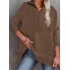 imageDokotoo Womens Casual Oversized Half Zip Sweatshirts Long Sleeve Solid Color Pullover Jackets with PocketsDark Brown