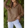 imageDokotoo Womens Casual Oversized Half Zip Sweatshirts Long Sleeve Solid Color Pullover Jackets with PocketsDark Brown