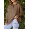 imageDokotoo Womens Casual Oversized Half Zip Sweatshirts Long Sleeve Solid Color Pullover Jackets with PocketsDark Brown