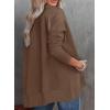 imageDokotoo Womens Casual Oversized Half Zip Sweatshirts Long Sleeve Solid Color Pullover Jackets with PocketsDark Brown