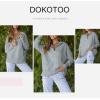 imageDokotoo Womens Casual Oversized Half Zip Sweatshirts Long Sleeve Solid Color Pullover Jackets with PocketsGray