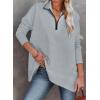 imageDokotoo Womens Casual Oversized Half Zip Sweatshirts Long Sleeve Solid Color Pullover Jackets with PocketsGray