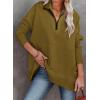 imageDokotoo Womens Casual Oversized Half Zip Sweatshirts Long Sleeve Solid Color Pullover Jackets with PocketsGreen