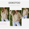 imageDokotoo Womens Casual Oversized Half Zip Sweatshirts Long Sleeve Solid Color Pullover Jackets with PocketsKhaki