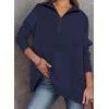 imageDokotoo Womens Casual Oversized Half Zip Sweatshirts Long Sleeve Solid Color Pullover Jackets with PocketsNavy Blue