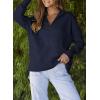 imageDokotoo Womens Casual Oversized Half Zip Sweatshirts Long Sleeve Solid Color Pullover Jackets with PocketsNavy Blue