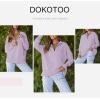 imageDokotoo Womens Casual Oversized Half Zip Sweatshirts Long Sleeve Solid Color Pullover Jackets with PocketsPurple