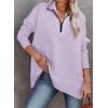 imageDokotoo Womens Casual Oversized Half Zip Sweatshirts Long Sleeve Solid Color Pullover Jackets with PocketsPurple