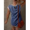 imageDokotoo Womens Casual Summer Dresses Fashion Cap Sleeve Color Block Crewneck Shift Tshirt Mini DressBlue 2