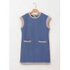 imageDokotoo Womens Casual Summer Dresses Fashion Cap Sleeve Color Block Crewneck Shift Tshirt Mini DressBlue 2