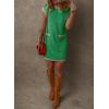 imageDokotoo Womens Casual Summer Dresses Fashion Cap Sleeve Color Block Crewneck Shift Tshirt Mini DressGreen