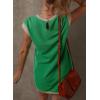 imageDokotoo Womens Casual Summer Dresses Fashion Cap Sleeve Color Block Crewneck Shift Tshirt Mini DressGreen