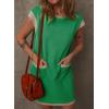 imageDokotoo Womens Casual Summer Dresses Fashion Cap Sleeve Color Block Crewneck Shift Tshirt Mini DressGreen