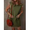imageDokotoo Womens Casual Summer Dresses Fashion Cap Sleeve Color Block Crewneck Shift Tshirt Mini DressJungle Green