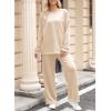 imageDokotoo Womens Cotton 2 Piece Outfits Sweatsuit Casual Fall Long Sleeve Knit Tops And Pants Lounge SetsBeige