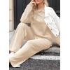 imageDokotoo Womens Cotton 2 Piece Outfits Sweatsuit Casual Fall Long Sleeve Knit Tops And Pants Lounge SetsBeige