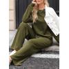 imageDokotoo Womens Cotton 2 Piece Outfits Sweatsuit Casual Fall Long Sleeve Knit Tops And Pants Lounge SetsJungle Green