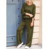 imageDokotoo Womens Cotton 2 Piece Outfits Sweatsuit Casual Fall Long Sleeve Knit Tops And Pants Lounge SetsJungle Green