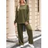 imageDokotoo Womens Cotton 2 Piece Outfits Sweatsuit Casual Fall Long Sleeve Knit Tops And Pants Lounge SetsJungle Green