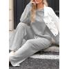 imageDokotoo Womens Cotton 2 Piece Outfits Sweatsuit Casual Fall Long Sleeve Knit Tops And Pants Lounge SetsLight Grey