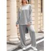 imageDokotoo Womens Cotton 2 Piece Outfits Sweatsuit Casual Fall Long Sleeve Knit Tops And Pants Lounge SetsLight Grey