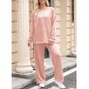 imageDokotoo Womens Cotton 2 Piece Outfits Sweatsuit Casual Fall Long Sleeve Knit Tops And Pants Lounge SetsLight Pink
