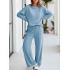imageDokotoo Womens Cotton 2 Piece Outfits Sweatsuit Casual Fall Long Sleeve Knit Tops And Pants Lounge SetsMyosotis