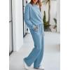 imageDokotoo Womens Cotton 2 Piece Outfits Sweatsuit Casual Fall Long Sleeve Knit Tops And Pants Lounge SetsMyosotis