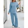 imageDokotoo Womens Cotton 2 Piece Outfits Sweatsuit Casual Fall Long Sleeve Knit Tops And Pants Lounge SetsMyosotis