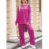 imageDokotoo Womens Cotton 2 Piece Outfits Sweatsuit Casual Fall Long Sleeve Knit Tops And Pants Lounge SetsRose Red