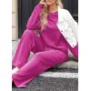 imageDokotoo Womens Cotton 2 Piece Outfits Sweatsuit Casual Fall Long Sleeve Knit Tops And Pants Lounge SetsRose Red