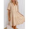 imageDokotoo Womens Dresses 2025 Summer Spring V Neck Short Sleeve Casual A Line Flowy Swing Shift Dress Mini DressApricot