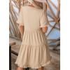 imageDokotoo Womens Dresses 2025 Summer Spring V Neck Short Sleeve Casual A Line Flowy Swing Shift Dress Mini DressApricot