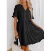 imageDokotoo Womens Dresses 2025 Summer Spring V Neck Short Sleeve Casual A Line Flowy Swing Shift Dress Mini DressBlack