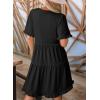 imageDokotoo Womens Dresses 2025 Summer Spring V Neck Short Sleeve Casual A Line Flowy Swing Shift Dress Mini DressBlack