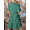 imageDokotoo Womens Dresses 2025 Summer Spring V Neck Short Sleeve Casual A Line Flowy Swing Shift Dress Mini DressCanton