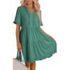 imageDokotoo Womens Dresses 2025 Summer Spring V Neck Short Sleeve Casual A Line Flowy Swing Shift Dress Mini DressCanton