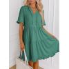 imageDokotoo Womens Dresses 2025 Summer Spring V Neck Short Sleeve Casual A Line Flowy Swing Shift Dress Mini DressCanton