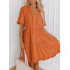 imageDokotoo Womens Dresses 2025 Summer Spring V Neck Short Sleeve Casual A Line Flowy Swing Shift Dress Mini DressCarrot