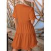imageDokotoo Womens Dresses 2025 Summer Spring V Neck Short Sleeve Casual A Line Flowy Swing Shift Dress Mini DressCarrot