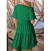 imageDokotoo Womens Dresses 2025 Summer Spring V Neck Short Sleeve Casual A Line Flowy Swing Shift Dress Mini DressDark Green