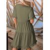 imageDokotoo Womens Dresses 2025 Summer Spring V Neck Short Sleeve Casual A Line Flowy Swing Shift Dress Mini DressFour Leaf Clover