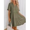 imageDokotoo Womens Dresses 2025 Summer Spring V Neck Short Sleeve Casual A Line Flowy Swing Shift Dress Mini DressFour Leaf Clover